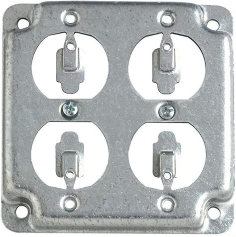 steel quad box plate|Steel City RS8 Outlet Box Surface Cover, Square, Raised, 4.